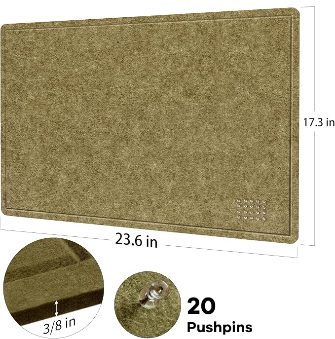 Bulletin Board, 24 x 18 inches Felt Board Decorative Pin Board, Cork Board - Image 6