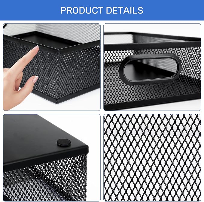 Neudeco Desk Drawer Organizer, 4 Pack Metal Mesh, Pen Organizer, Office - Image 4