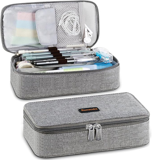 Homecube Pencil Case Capacious Pen Pencil Holder Box Makeup Pens Pouch Oxford Cloth Bag Large Storage Stationery Organizer with Zipper for School & Office - Gray-DeskLoop Office