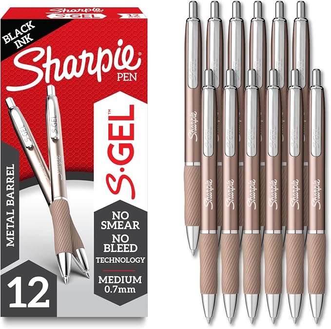 Sharpie S-Gel, Gel Ink Pens, Medium Point, Sleek Metal Barrel, Journaling by Unknown
