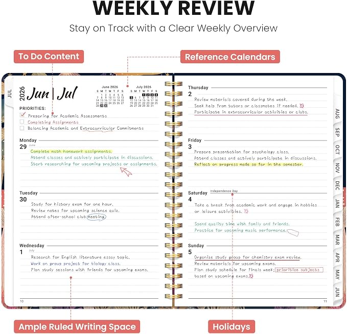 Planner 2026-2027, Hardcover Monthly and Weekly Academic Planner July 2026 - Image 3