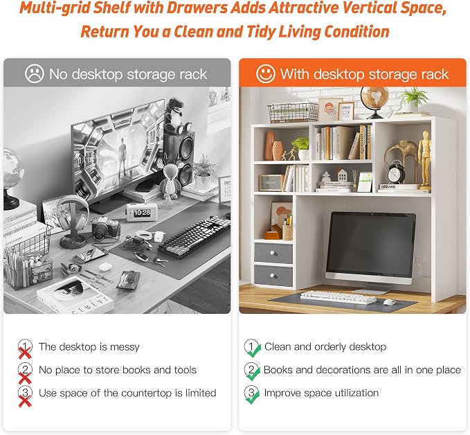 REIBII Desktop Bookshelf, Adjustable Desktop Organizer, High-Capacity Desk - Image 5