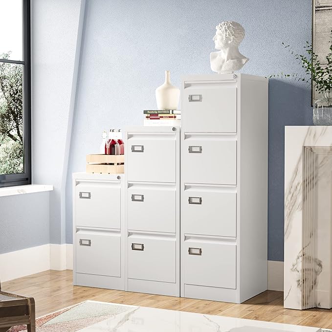 3 Drawer File Cabinet, Filing Cabinets for Home Office, Metal Vertical File Storage Cabinet with Lock, Locking File Cabinet for A4 Legal/Letter, 15" W x 17.7" D x 38.6" H, Assembly Required-DeskLoop Office