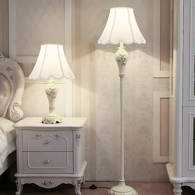 GO&SO Off White Bell Lamp Shade Medium, Scalloped Lampshade Braids - Image 6