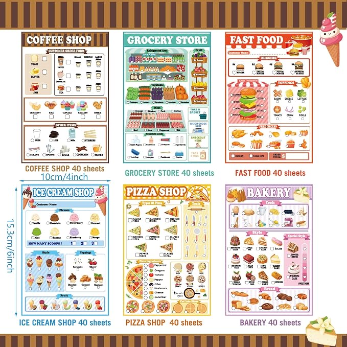 Eaasty Kids Pretend Play Notepads 4 x 6 Inch Pads - Image 3