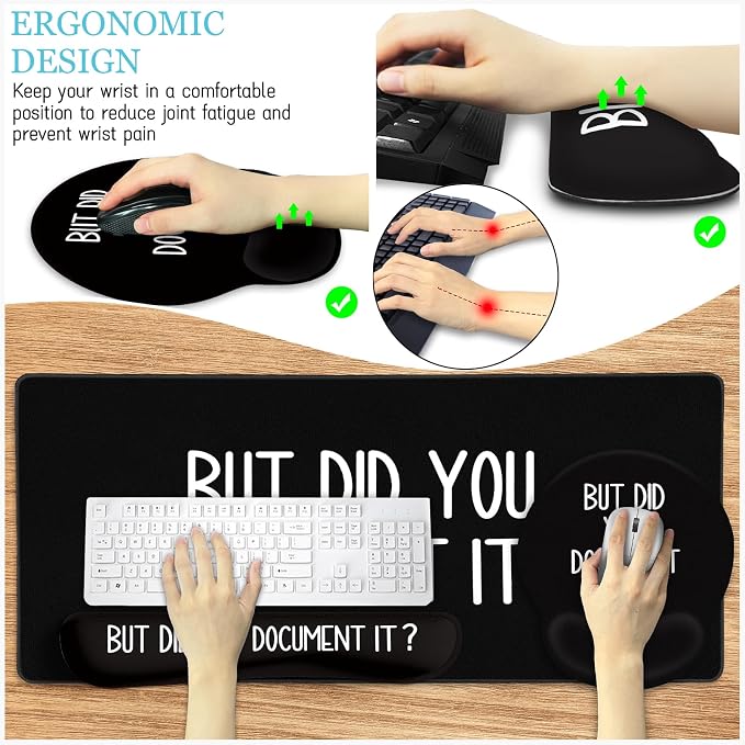 LIMKRIAN Black Mouse Pad Large Desk Mat Set, Funny Mouse Pad - Image 5