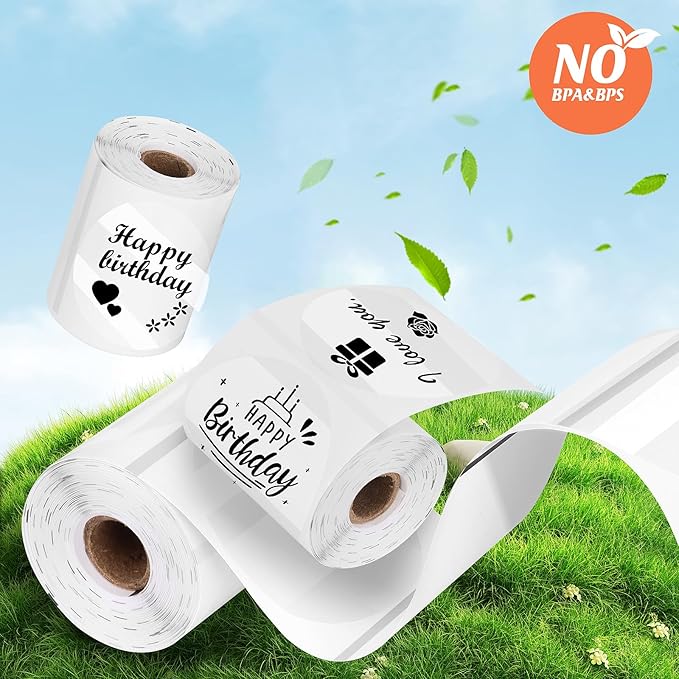 HuiJuKeJi 3 Rolls Transparent Round Thermal Labels, 2 Inch Circle Adhesive Direct Sticker Paper for Phomemo M220/M221/M100/M110/241BT, Multipurpose Clear Custom Sticker Label-140pcs/Roll-DeskLoop Office