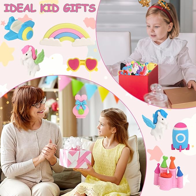 Cllayees 72 Pcs Erasers for Kids, Mini Pencil Eraser Bulk Classroom Prizes - Image 4