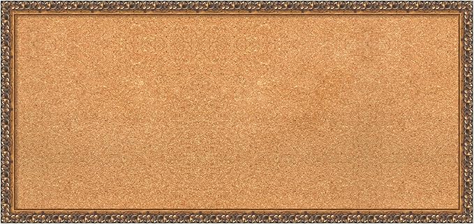 Amanti Art Natural Cork Board for Wall, 18x38 Vision Board with Bronze Frame, Medium Corkboard Office Decor for Home Organization, Traditional Corkboard Pinboard to Display Items for Home-DeskLoop Office