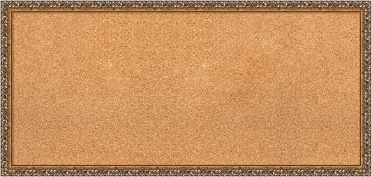 Amanti Art Natural Cork Board for Wall, 18x38 Vision Board with Bronze Frame, Medium Corkboard Office Decor for Home Organization, Traditional Corkboard Pinboard to Display Items for Home-DeskLoop Office