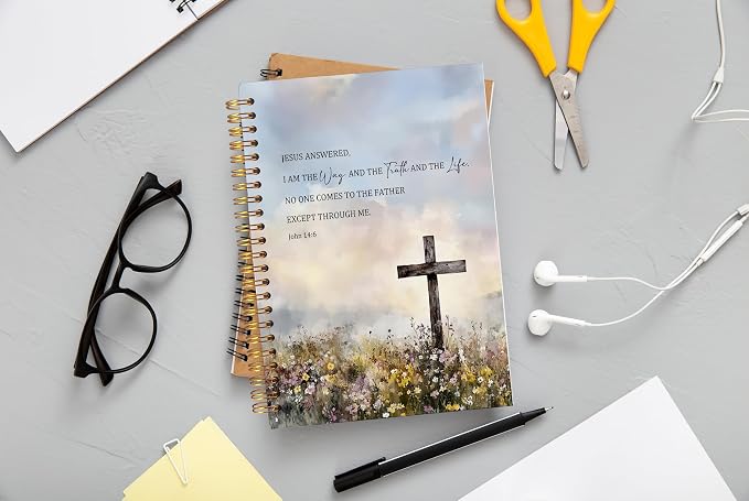 Ecezatik Wildflower Cross Christian Notebook Journal, John 14:6 Bible Notebook - Image 2
