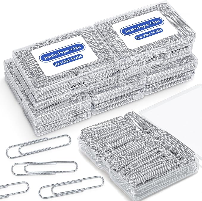 Jumbo Paper Clips Non-Skid, 1000 Large Paper Clips 10 Boxes of 100 Each by BainGeskFocusonToys