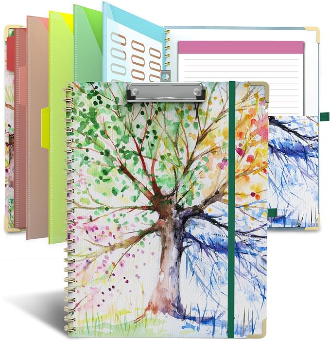 Clipboard Folio with Notepad for Letter Size, 5 Extra Folders with Storage 10 by Geniershy