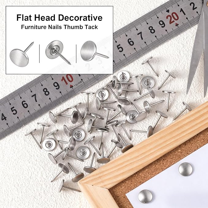 60pcs Metal Thumb Tacks, 0.43x0.66in, Heavy Duty Flat Head, Fixing Photos Notes - Image 5