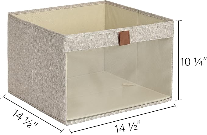 StorageWorks Closet Storage Bins, Extra Large Storage Baskets with Clear Window and Handles, Foldable Fabric Organizer for Clothes, Shelves, Brown and Beige, 3 Pack-DeskLoop Office
