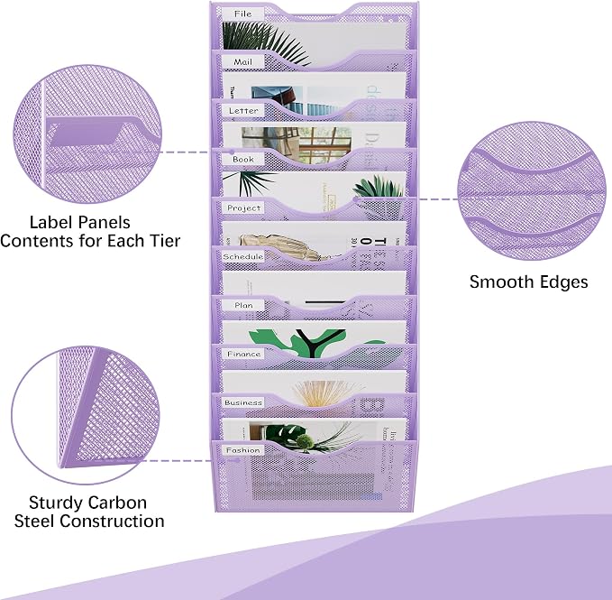 EasyPAG 10 Pocket Mesh Wall File Organizer, Hanging Paper Folder Holder - Image 3
