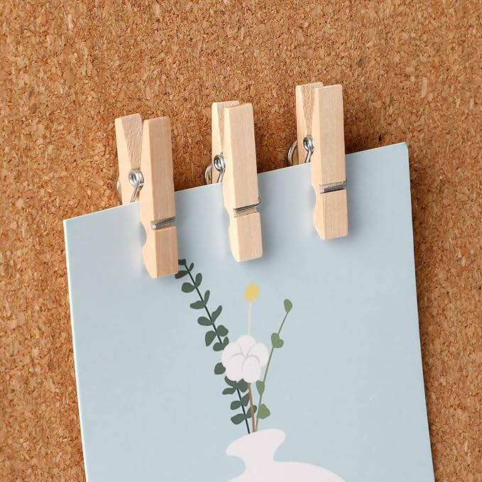 SANNIX 100Pcs Wooden Push Pin Clips, Decorative Clips - Image 3