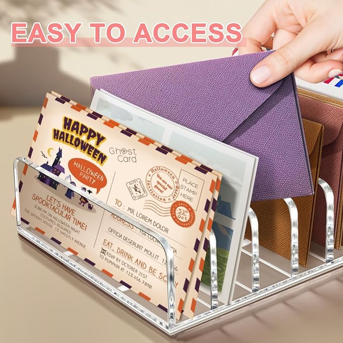 Vowcarol 2 Packs Acrylic Mail Organizer 7 Slots Cash Tray - Image 6