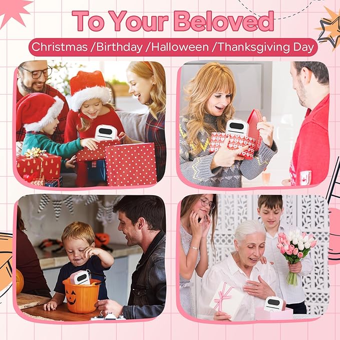 Sticker Printer Machine, Print Pods Mini Maker with 1 Roll Paper, Mini Portable Sticker Maker Y02C, Bluetooth Inkless for Phone, Thermal Portable Machine for Journal, Note, Photos, Learning-DeskLoop Office