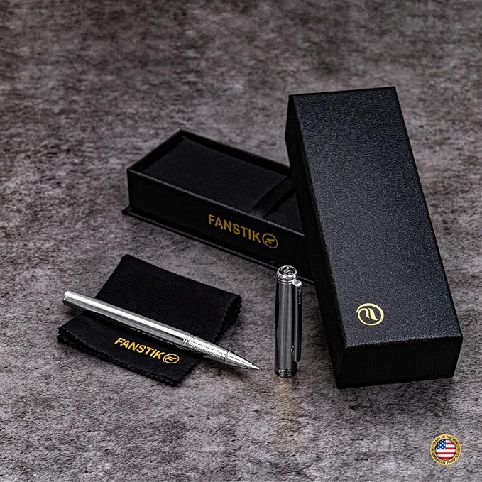 Silver Luxury Rollerball pen (Made In USA) fancy gift set for women, Chrome Finish, Professional executive pen gift set for men (Lux Rollerball Silver)-DeskLoop Office