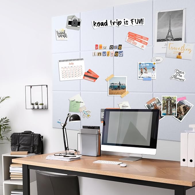 AKTOP White Cork Bulletin Board 47"x35", 12 Pack Removable Felt Cork Board Tiles - Image 8