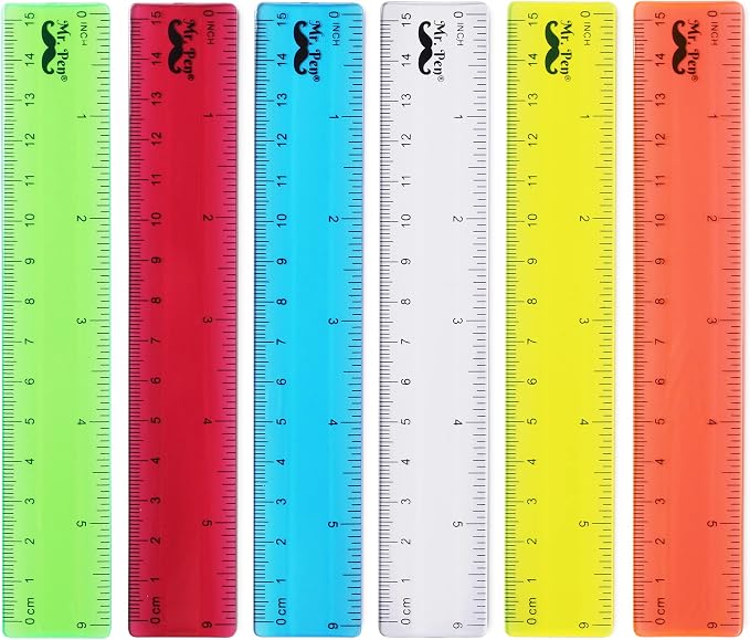 Mr. Pen- Plastic Rulers, 6 Inch, 6 Pack, Durable Small Transplant Rulers by MrPen