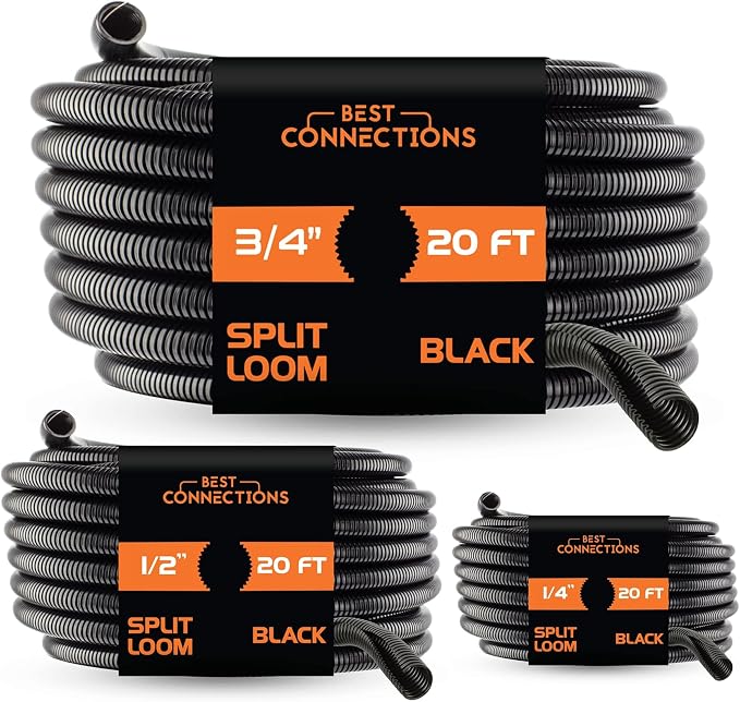BEST CONNECTIONS Split Wire Loom Flex-Guard Convoluted Tubing Protective Split by BESTCONNECTIONS
