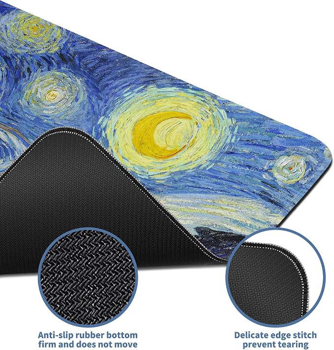 Starry Night Cat Gaming Mouse Pad Large Desk Mat Extended Keyboard Mouse Pad - Image 4