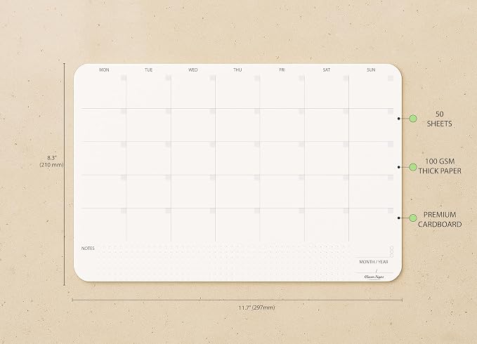 Undated Monthly Planner Notepad, Desk Calendar - Image 3
