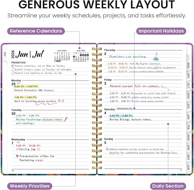 Planner 2026-2027, Academic Year Monthly and Weekly Calendar Planner, Jul 2026 - Image 3