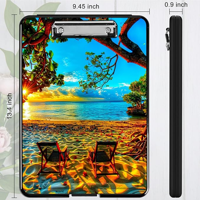 Beach Sunset A4 Clipboard with Storage Pen Holder, Clipboards Organizer Nursing - Image 4