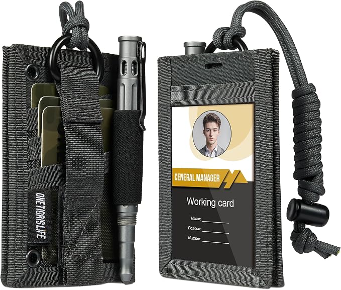 OneTigris Tactical ID Card Holder Hook & Loop Patch Badge Holder Neck Lanyard by OneTigris