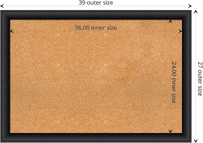 Amanti Art Natural Cork Board for Wall, 27x39 Vision Board with Black Wood Frame, Large Corkboard Office Decor for Home Organization, Modern Contemporary Corkboard Pinboard to display items for home-DeskLoop Office
