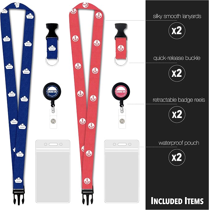 Cruise On Cruise Lanyard for Ship Cards – 2-Pack Retractable Badge & Waterproof - Image 3