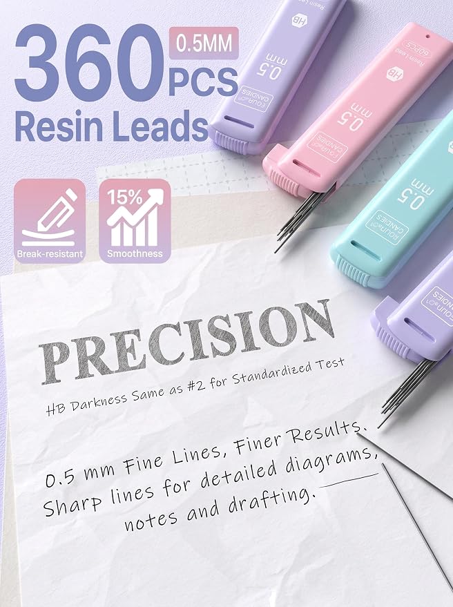Four Candies Cute Pastel Mechanical Pencil Set, 3 Pack | 360 Lead Refills - Image 6