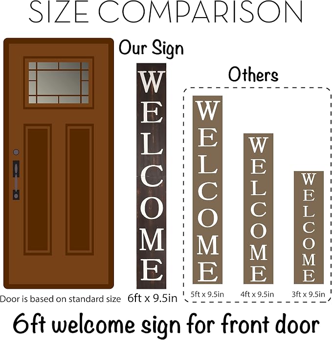 Tall Outdoor Welcome Sign for Front Door, 6ft Brown Welcome Sign, Rustic Tall - Image 2
