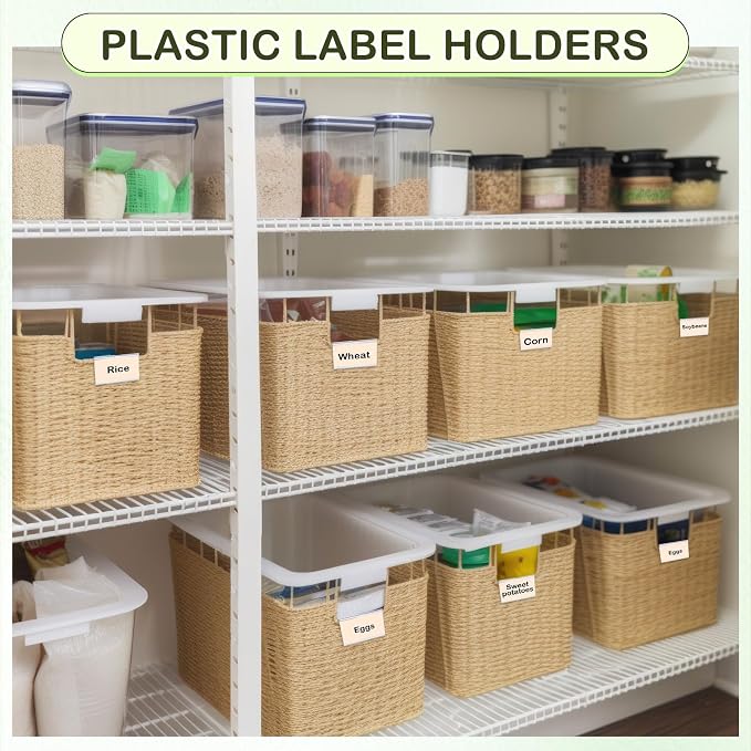 Tatuo 100 Pcs Reusable Plastic Wire Shelf Label Holders, Price Card Sign - Image 7