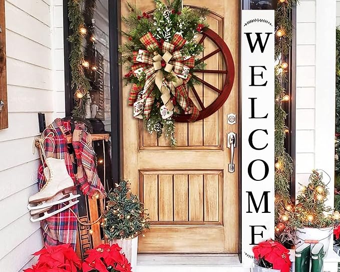 Tall Outdoor Welcome Sign for Front Door, 6ft White Welcome Sign, Rustic Tall - Image 3