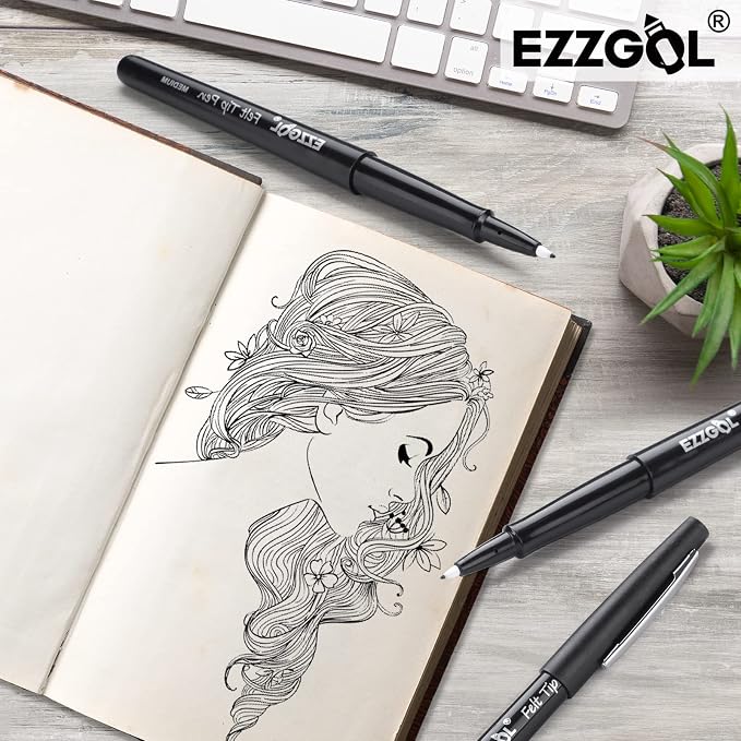 Ezzgol Black Felt Tip Pens, 30 Pack, 0.7mm Premium Medium Fine Point, Felt Tip - Image 5