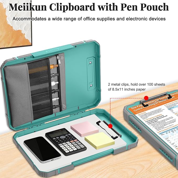 Meiikun Clipboard with Storage, Rugged Shockproof Protective, Internal Pen - Image 5