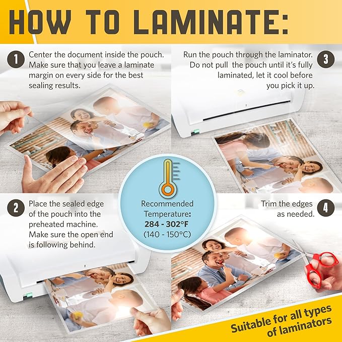 50 Pack Thermal Laminating Pouches 9” x 14.5”, 3 Mil Thick, Suited for Legal Size Laminating Sheets 8.5 x 14-DeskLoop Office