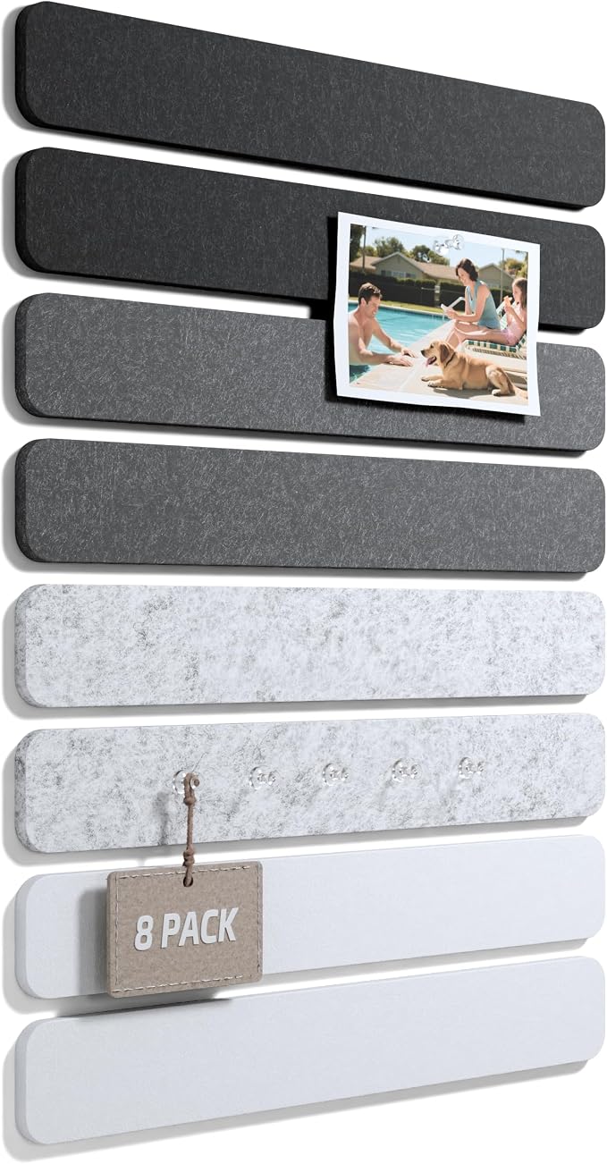 Fluxynara Cork Board Alternative Felt Strip Board 8-Pack 13"x2", Office Pin by FLUXYNARA