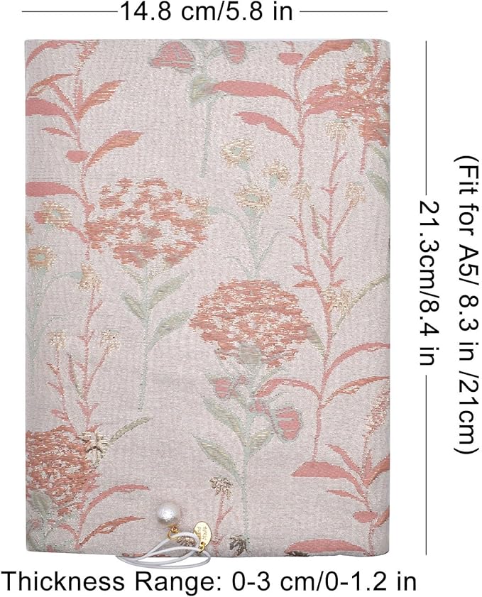 BLBMH A5 Book Covers for Paperbacks Book Cover Fit for 5.5x8.3 inch Adjustable Book Sleeve Cover for A5 Diary Books Fabric Softcover Protector for Notebook - Dandelions Pink-DeskLoop Office