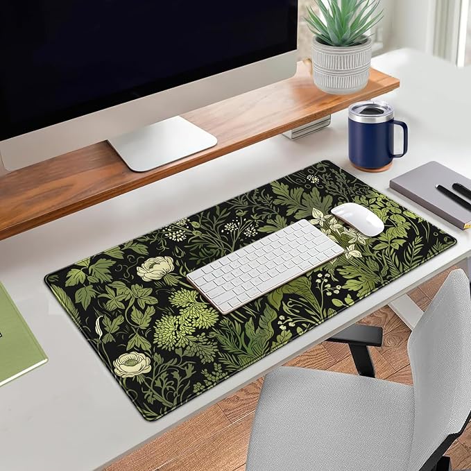 Floral Desk Mat Green Leaves Plant Desk Pad Matt - Image 4