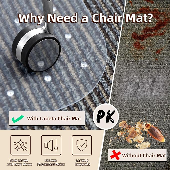Lebata Office Chair Mat for Carpet Floor, Slip Resistant Heavy Duty Under Desk - Image 3