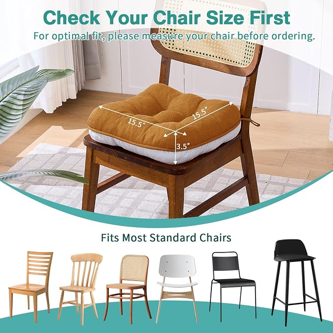 BETU Chair Cushions for Dining Chairs Set of 4, Thick Kitchen Table Chair Pads - Image 4