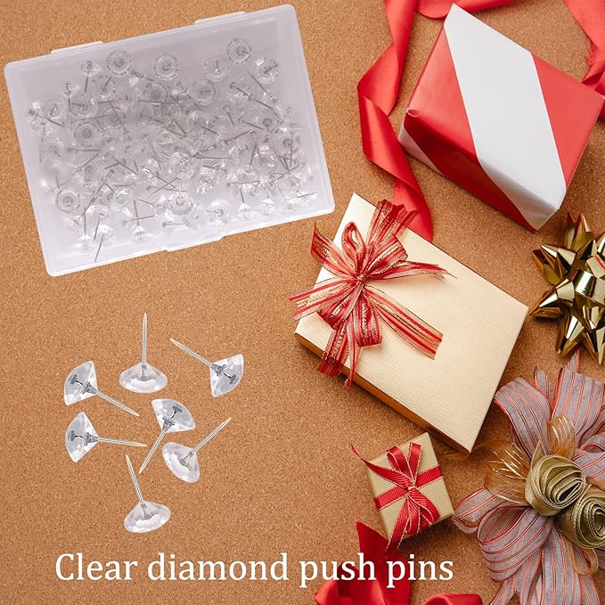 100Pcs Clear Push Pins for Cork Board, Decorative Thumb Tacks for Wall Hangings - Image 7