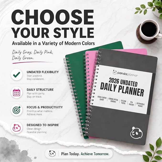 Panda Planner 2026 Undated Daily Planner 5.75" x 8.25", spiral binding - Image 9