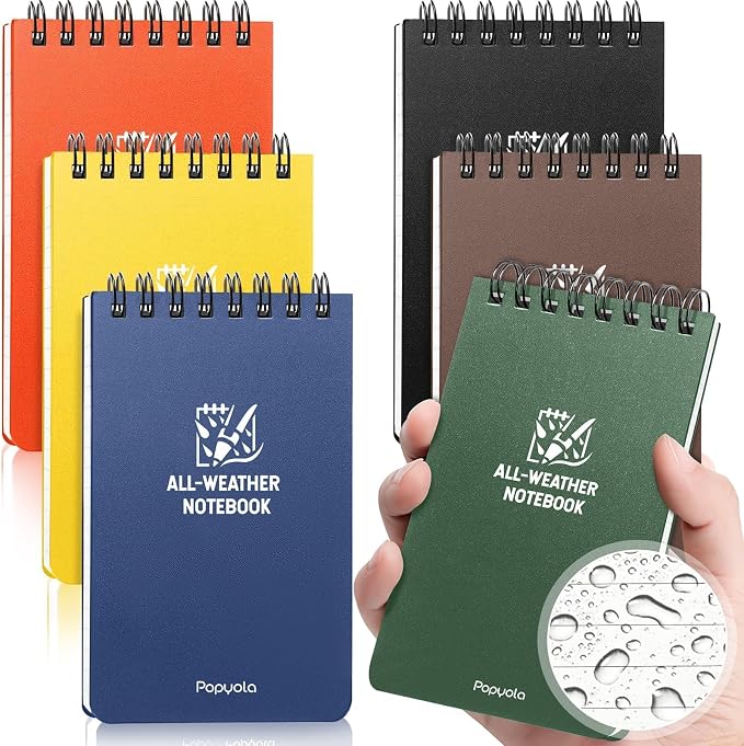 POPYOLA 6 Pack Waterproof Notebook, Weatherproof Pocket Notebook by POPYOLA