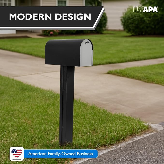 Ilyapa Black Mailbox Post for Outside, Heavy Duty Outside Mailbox - Image 2
